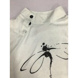 Dragonfly Print Button Front Blouse, Casual Cap Sleeve Blouse For Spring & Summer, Women's Clothing