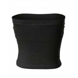 Solid Basic Tube Top 3 Pack, Casual Off Shoulder Sleeveless Crop Top, Women's Clothing