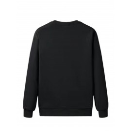 Cross Print Men's Crew Neck Sweatshirt Pullover For Men Fleece Sherpa Lined Sweatshirts For Winter Fall Long Sleeve Tops